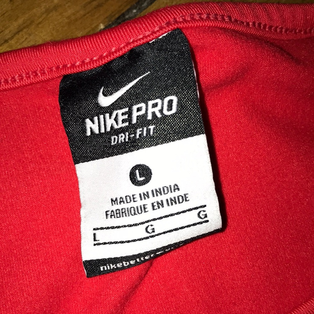 Nike Red Striped Long Sleeve Athletic Top - Picture 2 of 4
